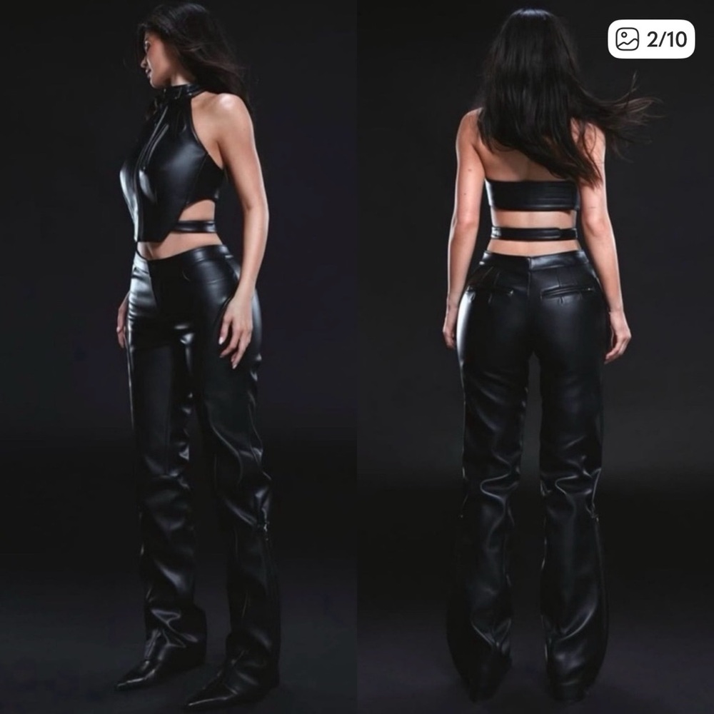 Khy Faux Leather High-Rise Flared Pants
